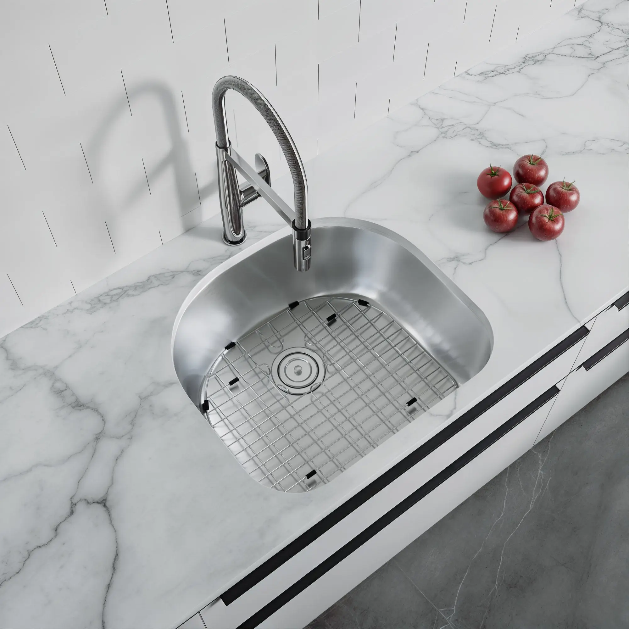 Dowell 23-5/8" Kitchen Undermount Sink - 9" Deep Bowl, D-Shaped, Stainless Steel 18/16 Gauge - 6001 Series