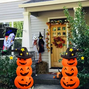1 Set PVC Halloween Giant Standing Orange Pumpkin, Halloween Inflatable Bobblehead Decoration, Outdoor Halloween Inflatable Decoration