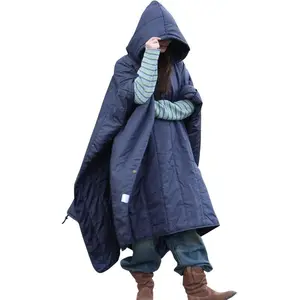 Hooded Camping Blanket Wearable, Lightweight Packable Outdoor Quilt for Hiking, Picnic, Stadium
