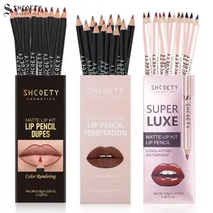 12Pcs Matte Lip Liner Set Waterproof Long Lasting Lip Pencil Nude Brown Red Pink MakeupCosmetics Matte Lip Liner Pencil High Pigmented Creamy Formula For All Skin Tones