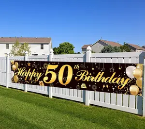 Happy 50th Birthday Banner,Birthday Party Sign Backdrop Banner For Men Women