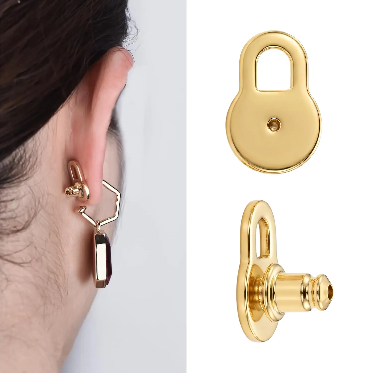 #Summervibes  2PCS Earring Backs for Droopy Ears,Sturdy Heart Lifter Backs for Heavy Earrings Locking Earring Support Backings for Studs Secure Ear Backers,Fashion Jewelry Gift for Women