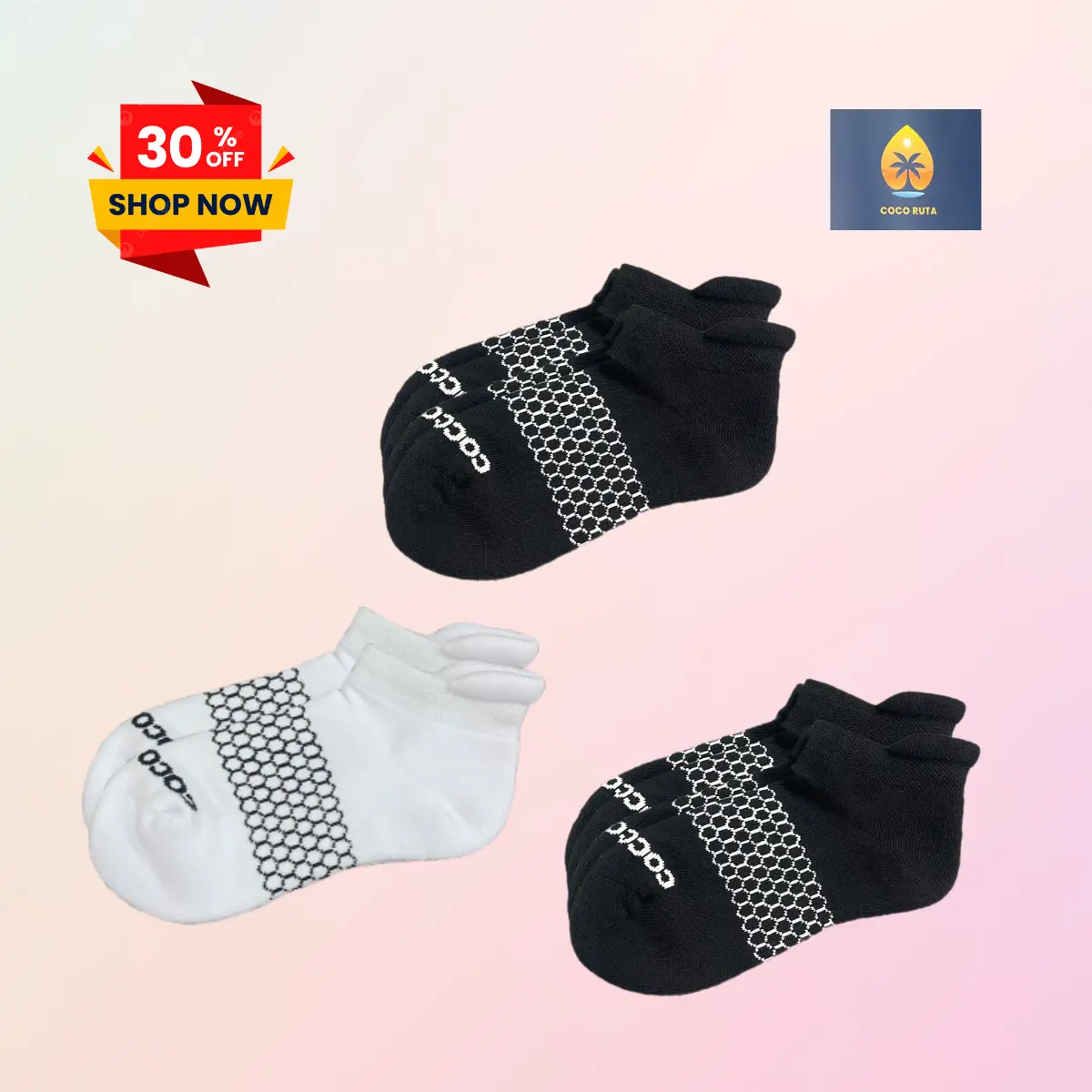 COCORUTA Ankle Solid Socks for Women Men Soft Cotton Blend Antimicrobial Cushioned Comfortable Unisex Running Socks with Cozy Stretchy Feel