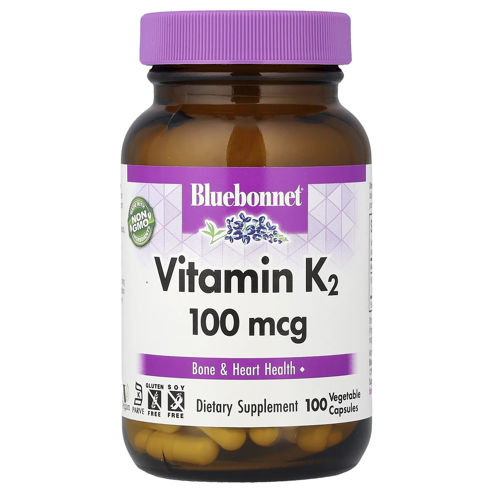 Bluebonnet Nutrition Vitamin K2, 100 mcg, 100 Vegetable Capsules