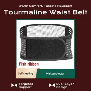 Black self-heating tourmaline waist support belt for men and women, waist fixation belt for sports Women's Tummy Control Waist Trainer, fabric comfort fit,trainer deal,abdominal binder, anti-slip si joint belt Deadlift Straps Workout Accessories