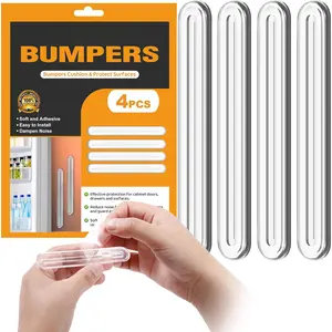 4 count Long Furniture Bumpers - Wall Protector Guards, Fridge Door Stopper, 5.5x0.7x0.2inches