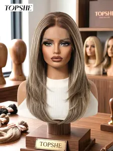 Fashion High Layer Wig, 13*6 Light Gradient Medium-Length Hair, Natural Scalp, No Maintenance, Versatile for Street Style, Daily Use, Events
