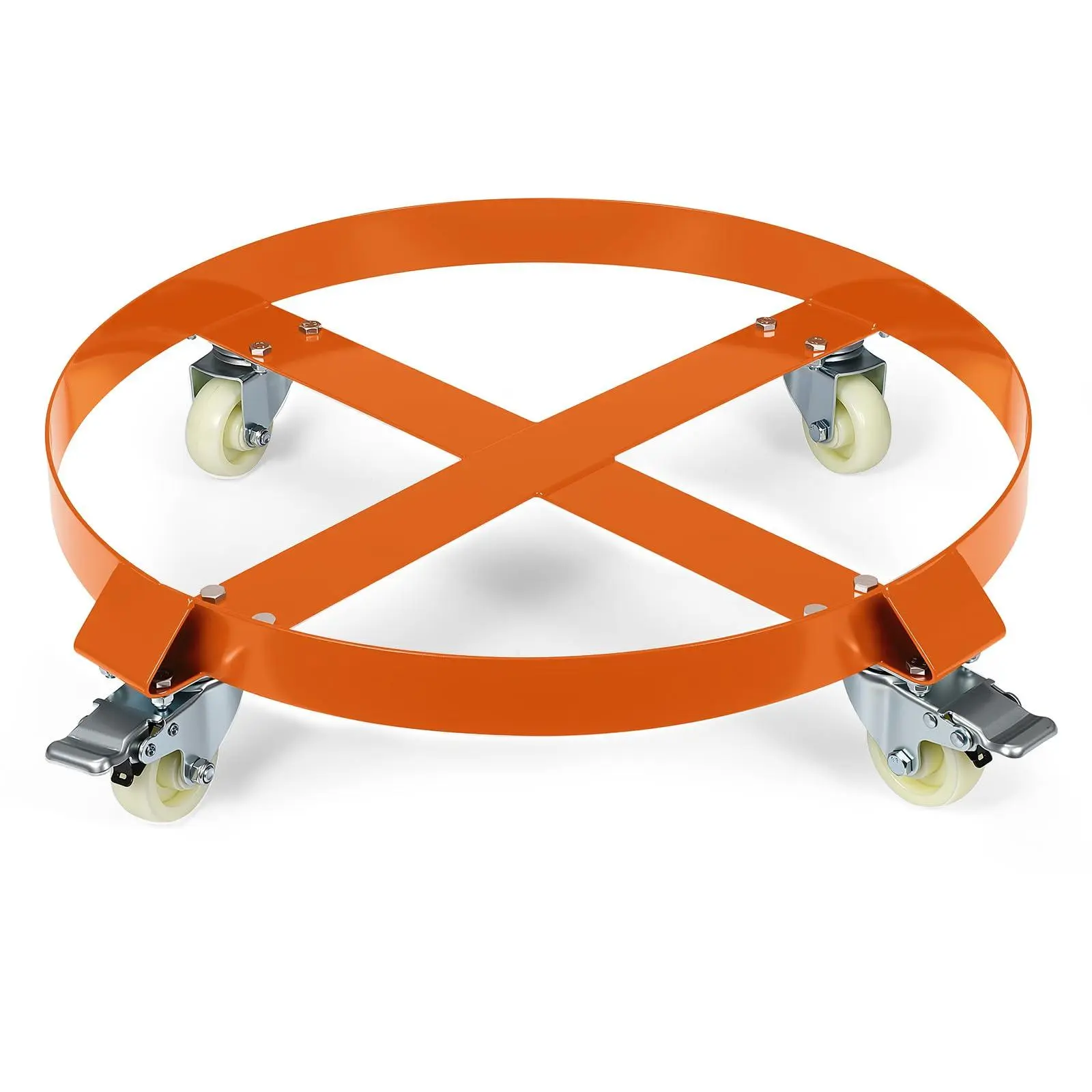 Barrel Roller, 190 L Transport Roller up to 450 kg, Plant Roller Diameter 61 cm, Round Rolling Board for Barrel, Metal Barrel, Plants, Flower Pot, Parasols & Bucket, Barrel Trolley with 4 Universal,Orange