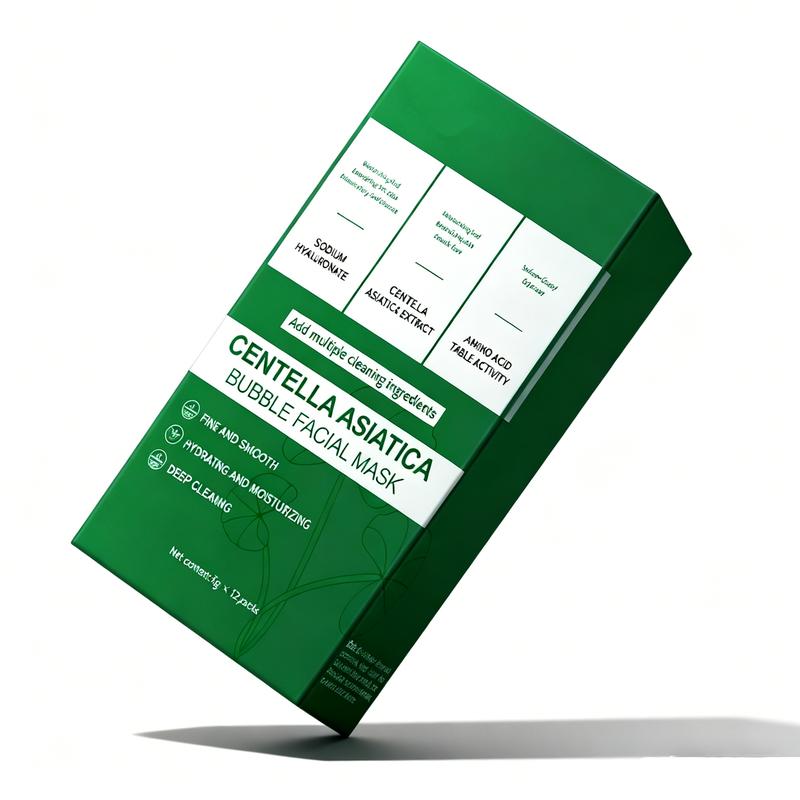 Centella Asiatica Bubble Face Mask, Centella Bubble Clay Mask for Blackhead Removal Deep Purifying and Moisturizing Pore Cleanser Individually Packaged, 10 Seconds to Foam - 12 Pack