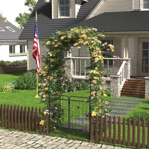 Garden Gate,Garden arbor, Heavy Duty Metal Garden Arbor Archway with Ground Stakes for Climbing Plants Outdoor,  Lawn Backyard Patio Wedding Party Ceremony Decoration, Christmas Decorations Pergola, Black