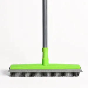 ASD 1/2pcs Pet Push Broom & Scraper-Dog Hair Remover with Adjustable Long Handle for Carpets Garage Floors And Windows- Durable Rubber Brush & Scraper Tool for Home Cleaning, Home Cleaning Accessory- Ideal for Collecting Pet Hair And