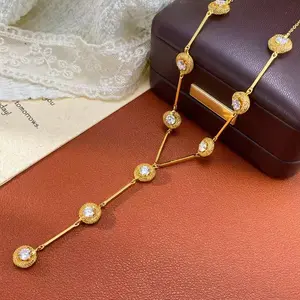 LisiZen 2026 New Arrival Unique Design Zircon Y-Shaped Tassel Sweater Chain High-End Fashion Influencer Necklace Autumn Winter Accessory DZXL4003