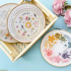 Stylish Embroidery Kit for Women & Beginners with Embroidered Floral Design, DIY Needlework Supplies for Home Decoration