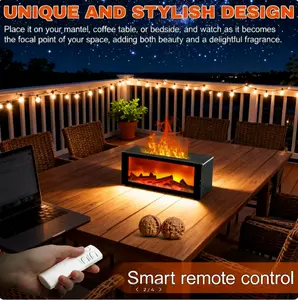 Flame Humidifier with 7-Color Changing LED & Remote Control, Ultra-Large Capacity with Massage Hand Ball for Bedroom, Office