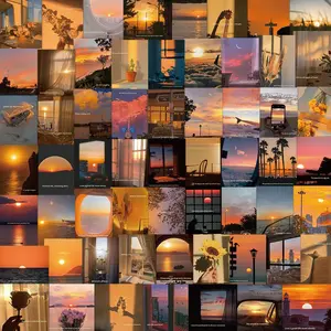 Sunset Pattern Sticker (60/1200pcs/set), Healing Landscape Sticker, Waterproof Self Adhesive Sticker for Water Bottle Laptop Phone, Ornaments, Mood Calming Stickers, Art Stickers, Stickers Kit