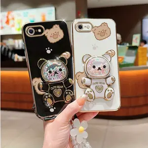 8 Durable PC Fashion Strap Lanyard Phone Holder Case For Compatible With iPhone 8 Cute Lovely Bear Style Stand Cover