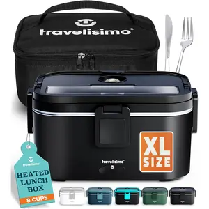 Extra-Large Electric Lunch Box For Adults Holds up to 8 Cups - 100W Heated Lunch Box For Men 1.8L, Portable Food Warmer for Travel & Work, Loncheras Electricas Para Calentar Almuerzo