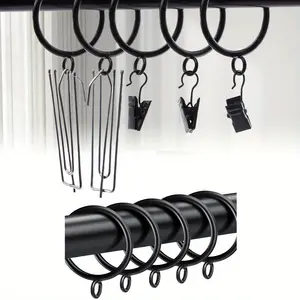 30 PCS Curtain hanging rings, 1.5 Inch Curtain Rings Metal Drapery Ring for Curtain Rods Black, Roman pole accessories
