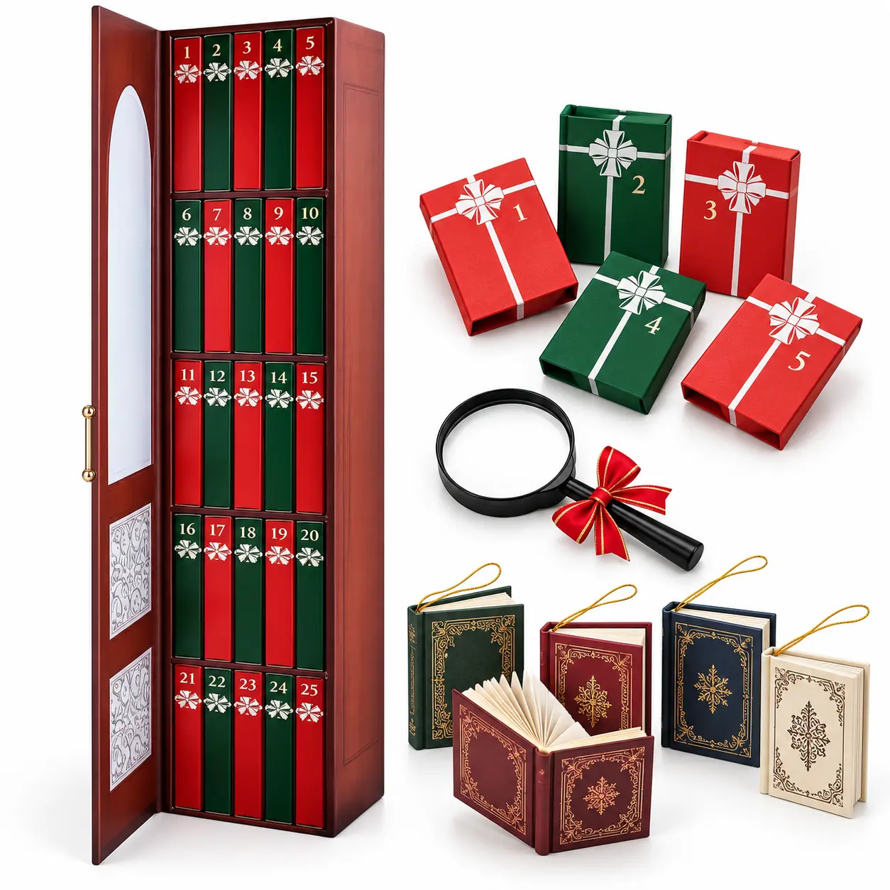 2026 Christmas Mini Book Advent Calendar, 25-Day Book Countdown with Readable Miniature Books and Hanging Loops, Holiday Tree Ornaments and Gift for Book Lovers