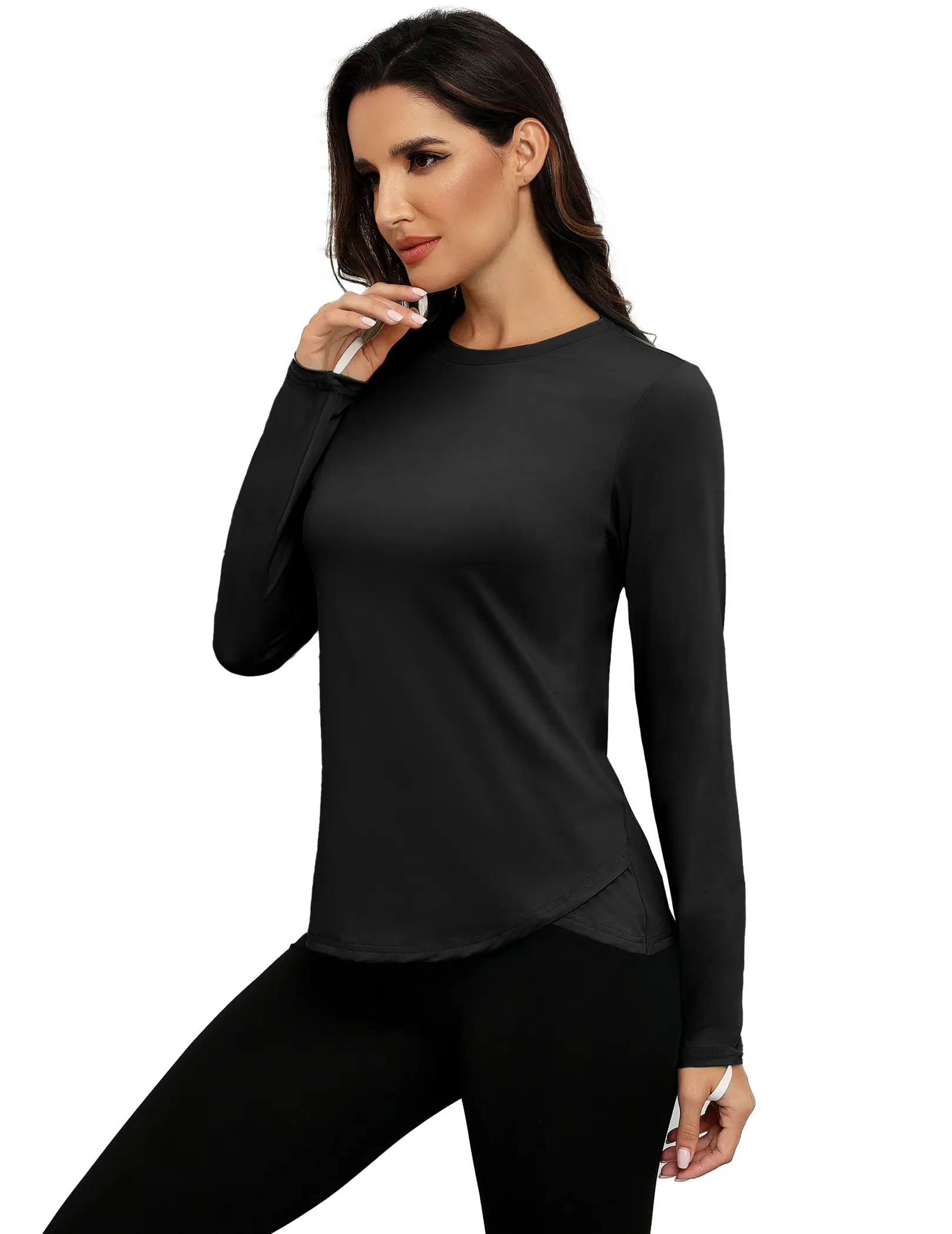 PINSPARK Women Sun Shirt Long Sleeve Quick Dry Hiking Shirts with Thumbholes UPF 50+ Workout Tops for Outdoor Running sportswear springtok