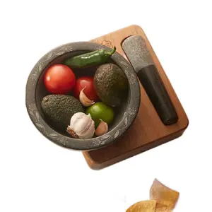 Molcajete con Base Traditional Mortar and Pestle Set for Fresh Salsa and Guacamole
