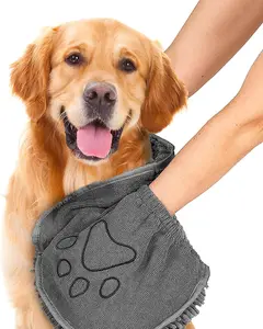 Dog Towels for Drying Dogs, Super Absorbent, Soft and Quick Drying Pet Grooming Towel,  Shower & Bath Supplies for Dog and Cat, Machine Washable, Grey
