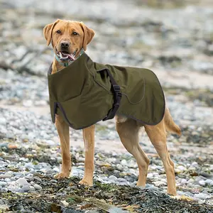 [Cold Weather Dog Coat] 1pc Adjustable Cold Weather Dog Coat - Woven Polyester & Nylon Pullover With Reflective Strip For Large Breeds Winter