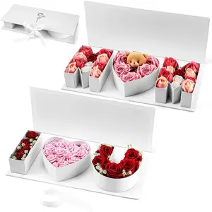 2 Pack Mothers Day Empty  Box Set I Love You and MOM Letter Shaped Fillable Flower Boxes  Cardboard Packaging for , Candy, DIY Birthday Gifts(White)