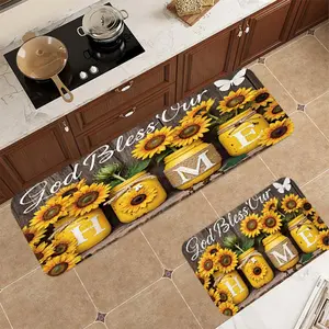Sunflower Flower Printed Corridor Carpet, Kitchen Carpet Entrance, Living Room or Bedroom Decoration, Printed Carpet Decoration, Soft Floor Mat, Floor Mat Suitable for Indoor Living Room and Bedroom Home Decoration