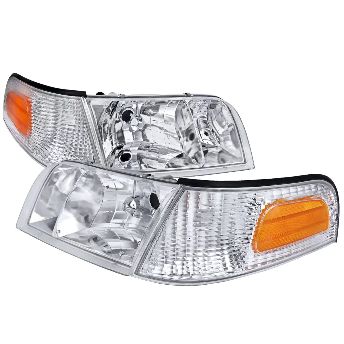 1998-2011 Ford Crown Victoria Factory Style Headlights w/ Corner Signal Lights (Chrome Housing/Clear Lens) 1998-2011 Ford Crown Victoria Factory Style Headlights w/ Corner Signal Lights (Chrome Housing/Clear Lens)