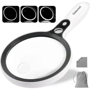 Large Magnifying Glass with 37 LED Light 10X 20X 45X Handheld Illuminated Magnifier with 3 Light Modes for Seniors Reading Inspection Coins Exploring Close Work
