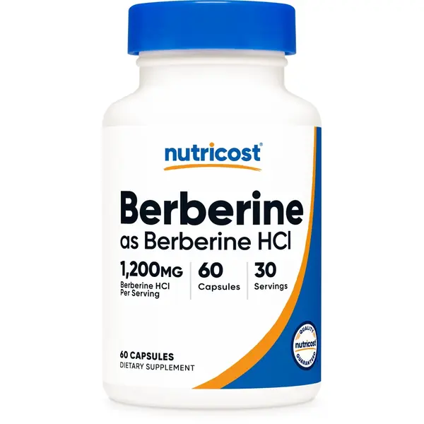 Nutricost Berberine HCl 600mg Organic Fitness Dietary Supplement - 60 Capsules, Gluten-Free, Vegetarian, Non-GMO, Health & Nutrition Support, Fitness Supplement