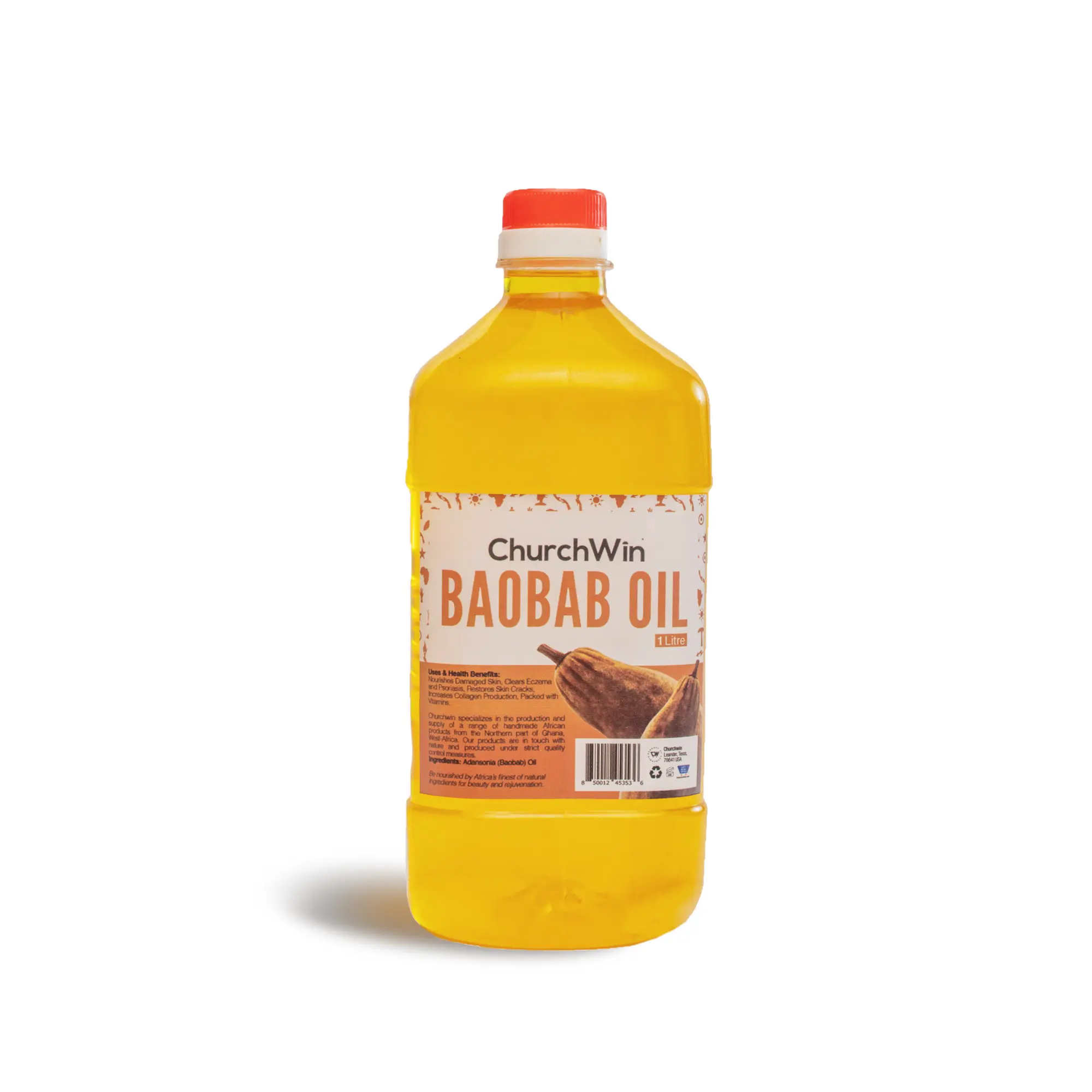ChurchWin All-Natural Baobab Oil (1L). Moisturize & Restore Skin & Hair (Topical Use Only). Organic Body Care Vitamins. Natural Cosmetic Comfort.
