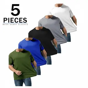 5pcs Oversized Men's Solid Short Sleeved Sports T-shirt | Breathable Quick Drying Casual Fashionable | Suitable for All Seasons Sports Fitness Running Basketball Mountaineering Plus Size #SportsTee #OversizedTee #PlusSizeMen #FitnessWear