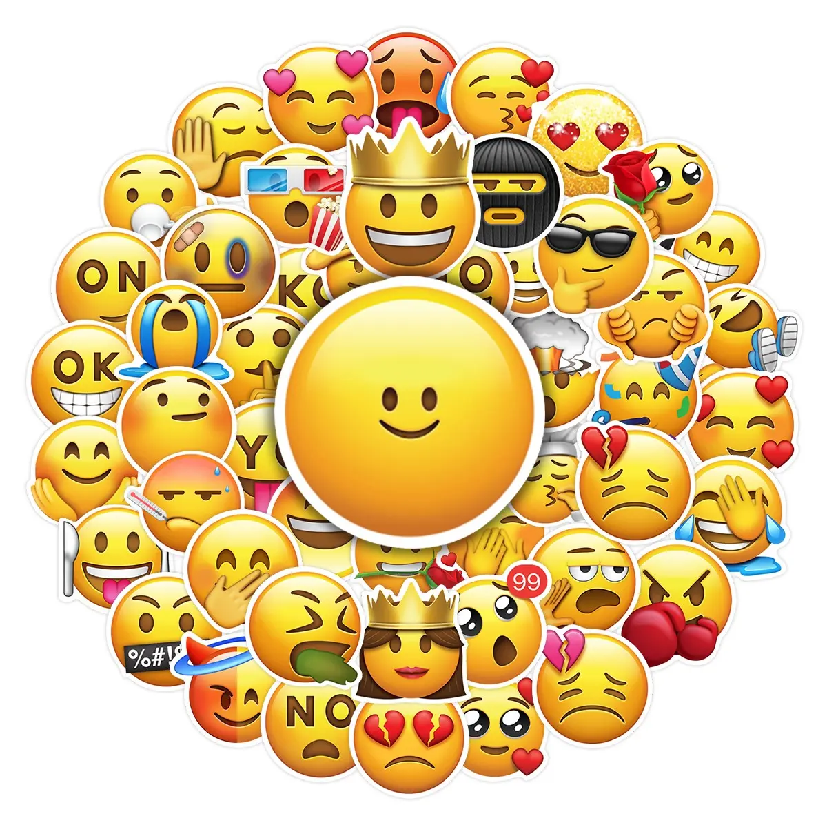 52Pcs Funny Emoji Stickers Pack, Waterproof Cute Chat Vinyl Decals for Laptop Water Bottle Journal Scrapbook, Cute Scrapbooking, Scrapbook Accessories, Fun Gifts for Teens & Social Media Fans, Smiley Face Stickers, Stickers Kit