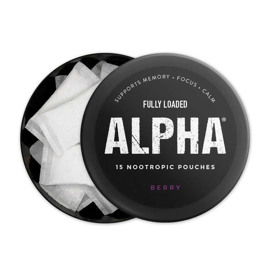 ALPHA Berry Nootropic Pouches by Fully Loaded - Calm, Focus, Memory - Sugar Free health fitness Flavor Brain Support