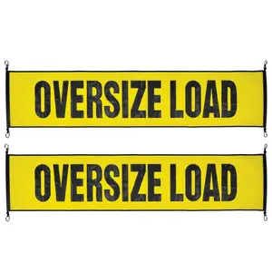 VULCAN Oversize Load Banner with Heavy Duty Metal Hooks - 2 Pack - Stretch Cord Mesh - 18 Inch x 84 Inch Steel Vinyl