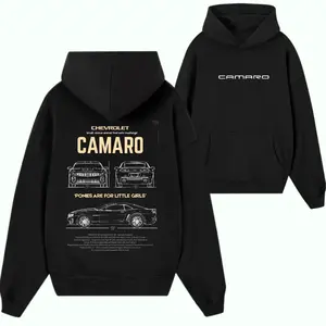 Chevrolet Camaro Blueprint Graphic Hoodie – Black Muscle Car Sweatshirt Featuring Camaro Design Illustration for Classic Car Enthusiasts