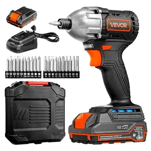 VEVOR Impact Driver, 1/4 Inch, 2800 RPM Max Speed, 20 V Brushless Motor, Electric Cordless Impact Driver Kit with Battery and Charger, 20 Bits, LED Work Light, for Furniture, Electrical, Home Repairs