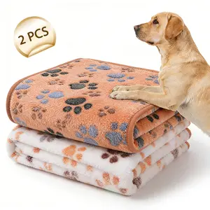 Luciphia 2 Pcs Blanket Sets, Super Soft Fluffy Premium Fleece Dog Blankets for Puppy Cat Pet Blanket Flannel Throw Warm Sleep Dog Paw, Drying Towels for Small Pet