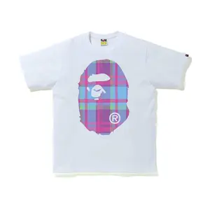 BAPE Check Big Ape Head Tee White/Purple