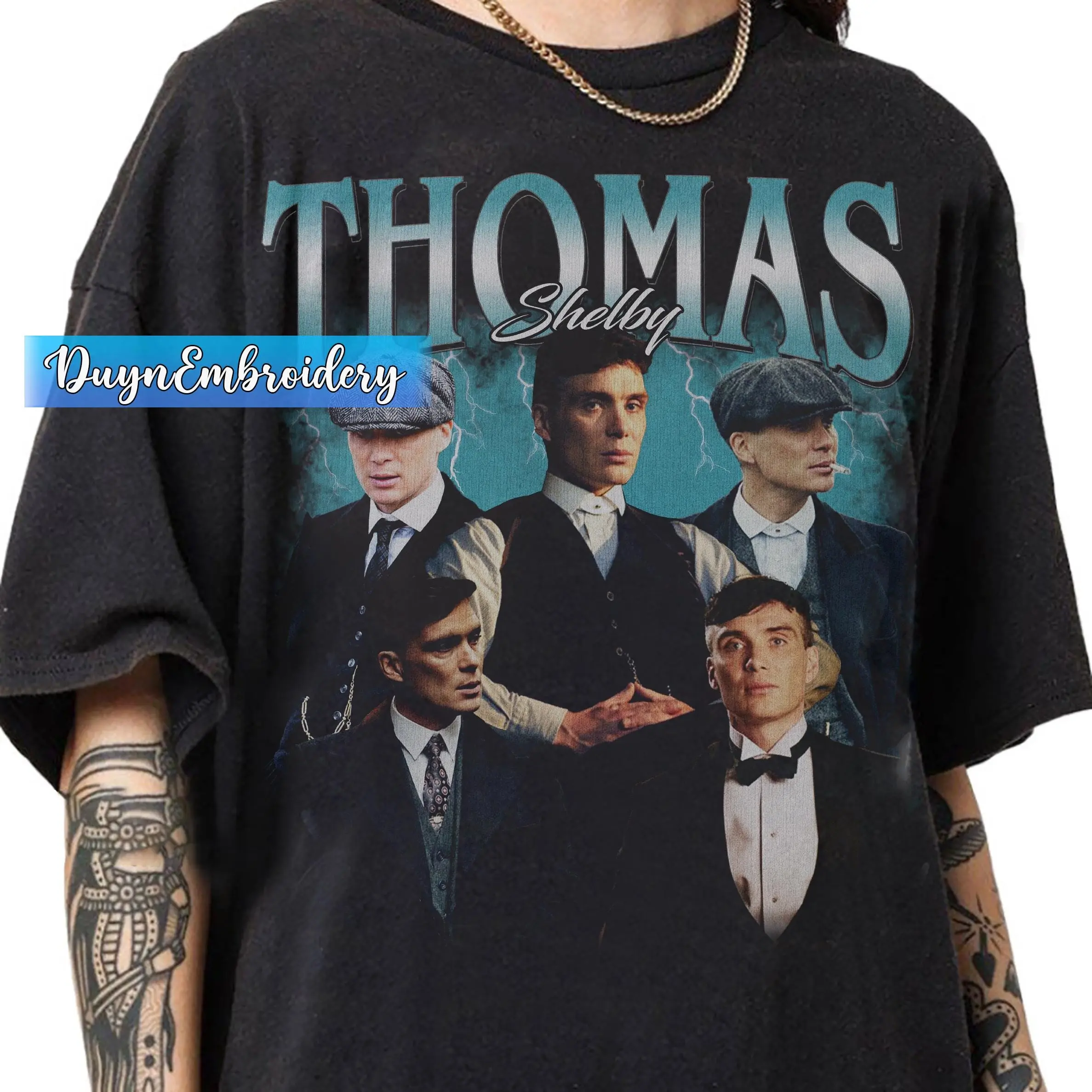 Men's Classic Casual Cotton Shortleeve T-Shirt - 90s Vintage Graphic, Retro Thomas "Tommy" Shelby Bootleg Rap Menswear, Fabric, Ideal Gift for Men, Shortsleeve, Tshirt, Chinese New Year, 90S Kid Aesthetic, Vintage T-Shirts, Fitted Cut, M, True Size Fit, B