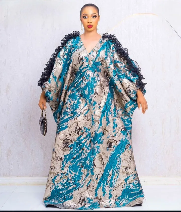 Metallic Gold Brocade Ruffle Sleeve Kaftan Dress, African Bubu Wedding Guest Attire Engagement Ceremony Birthday Party Cocktail Dinner Anniversary Gala Graduation Abaya Womenswear