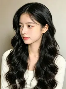 All-Day Comfort Glueless Synthetic Wig 200% Density Loose Body Wave Hair 26 Inches Natural Black PartingMax Soft Natural Hairline for Women