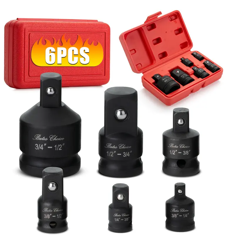 6pcs/set Socket Adapter, Impact Adapter and Reducer Socket Set, Wrench Universal Adapter Set, Socket Converter Adapter Reducer Kit 1/2 to 3/8, 3/8 to 1/4, 3/4 to 1/2 Car Bicycle Garage Maintenance Tool, Impact Socket Adapter