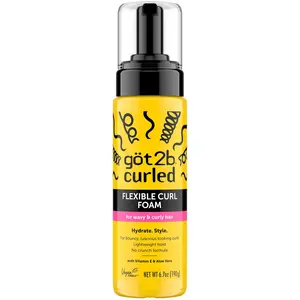 Got2B Curled Flexible Curl Foam, 6.7 Fl Oz, Hair Mousse for Frizz Control and Heat Protection, Lightweight Hold, No-Crunch Definition for Wavy & Curly Hair Styling, Aloe Vera & Vitamin E Infused