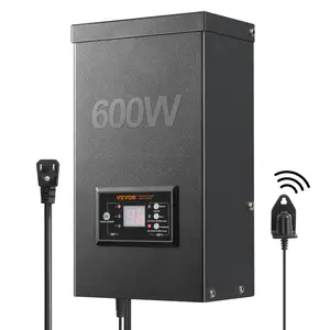 VEVOR  600W Landscape Transformer, Timer & Photocell Sensor Equipped, Weatherproof Outdoor Lighting Converter, 120V AC to 12V/14V AC, Ideal for Exterior, Spotlight, Pathway, Pool Lighting, ETL Certi