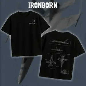 IRONBORN F-18 Super Hornet Blueprint T-Shirt/Hoodie Vintage Lockheed Martin Graphic Tee Military Enthusiast Streetwear Clothing Gift for Men Breathable Printing