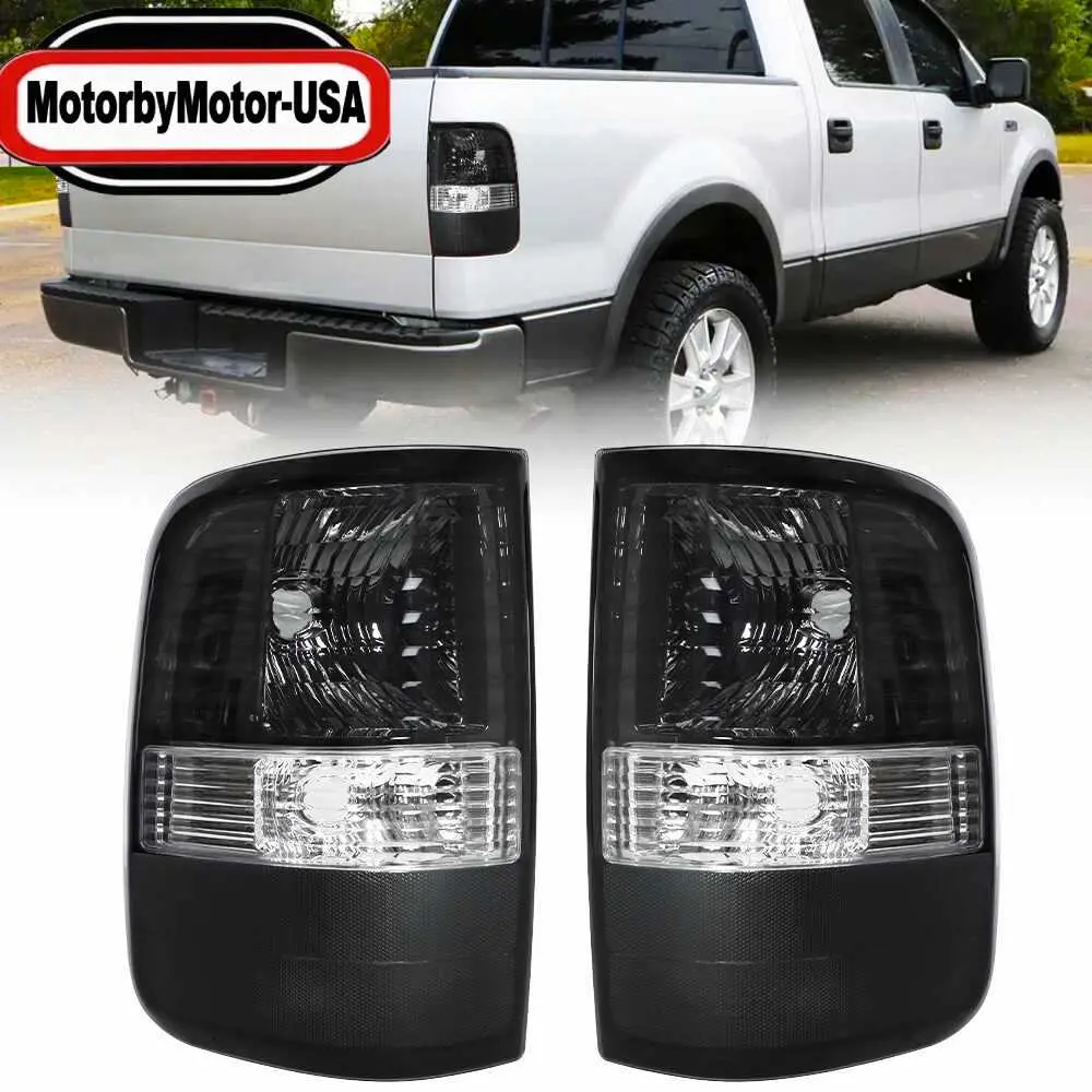 Motorbymotor Tail Light Set Fits 2004-2006 Ford F150 Driver and Passenger Side Lens Housing For 2004-2008 Ford F150 Tail Light Set Driver and Passenger Side Brake Lamps Left And Right High Quality Durable Design Smoked Lens Tail Lights for Ford F150,summe