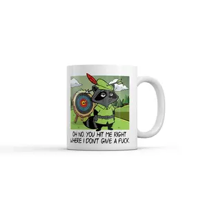 Oh No You Hit Me Right Where I Dont Give A F*ck Mug Funny Sarcastic Graphic Coffee Cup - 11oz Funny Coffee Mugs Ceramic Printed Drinkware Cup